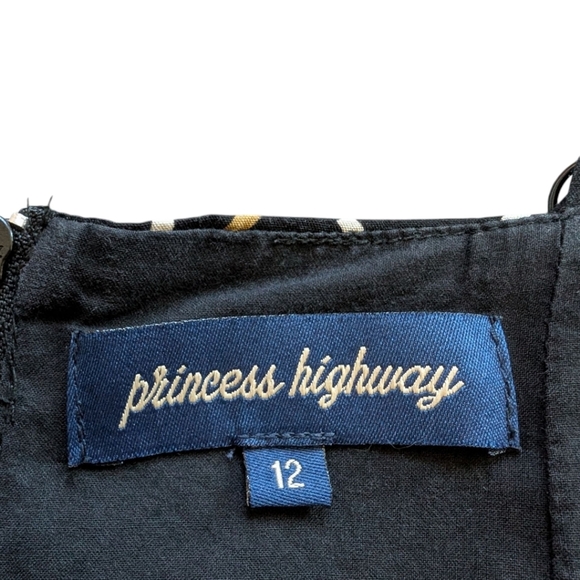 Princess Highway Miranda Dress Strappy Full Skirt Black Geometric Women's 8 - Picture 6 of 13